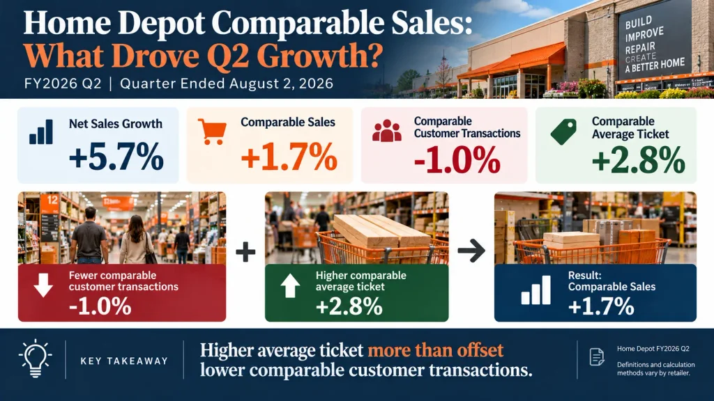 Home Depot FY2026 Q2 comparable sales, transactions, and average ticket analysis