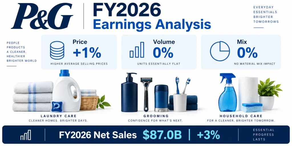 P&G FY2026 segment comparison of volume price mix and net sales growth
