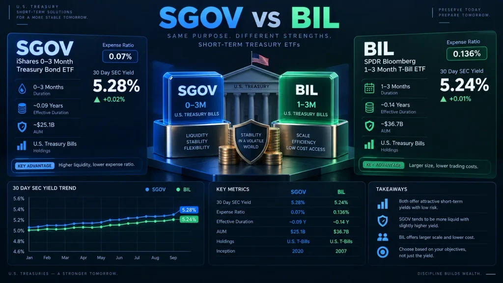 SGOV and BIL yield comparison chart and cash cushion allocation framework
