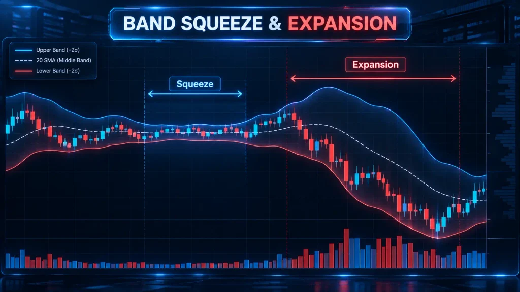 Verizon Bollinger Bands standard deviation calculation and volatility squeeze framework